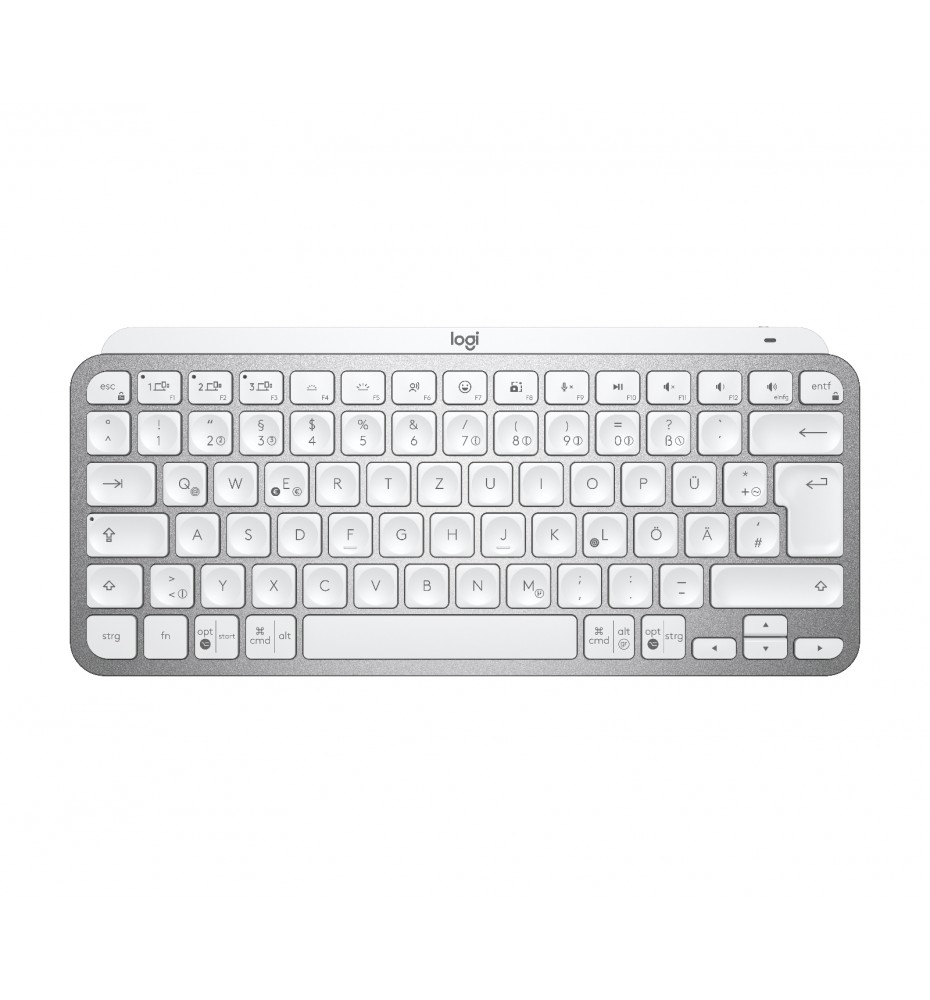 Logitech MX Keys Mini teclado RF Wireless + Bluetooth Aluminio, Blanco